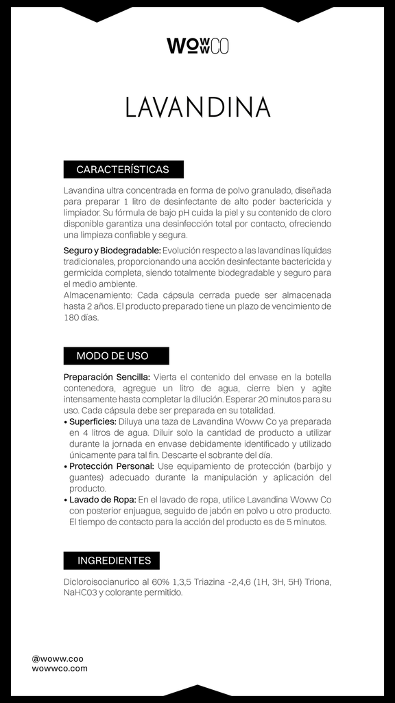 LAVANDINA CONCENTRADA EN POLVO - RECARGA - 15 GR [WC]